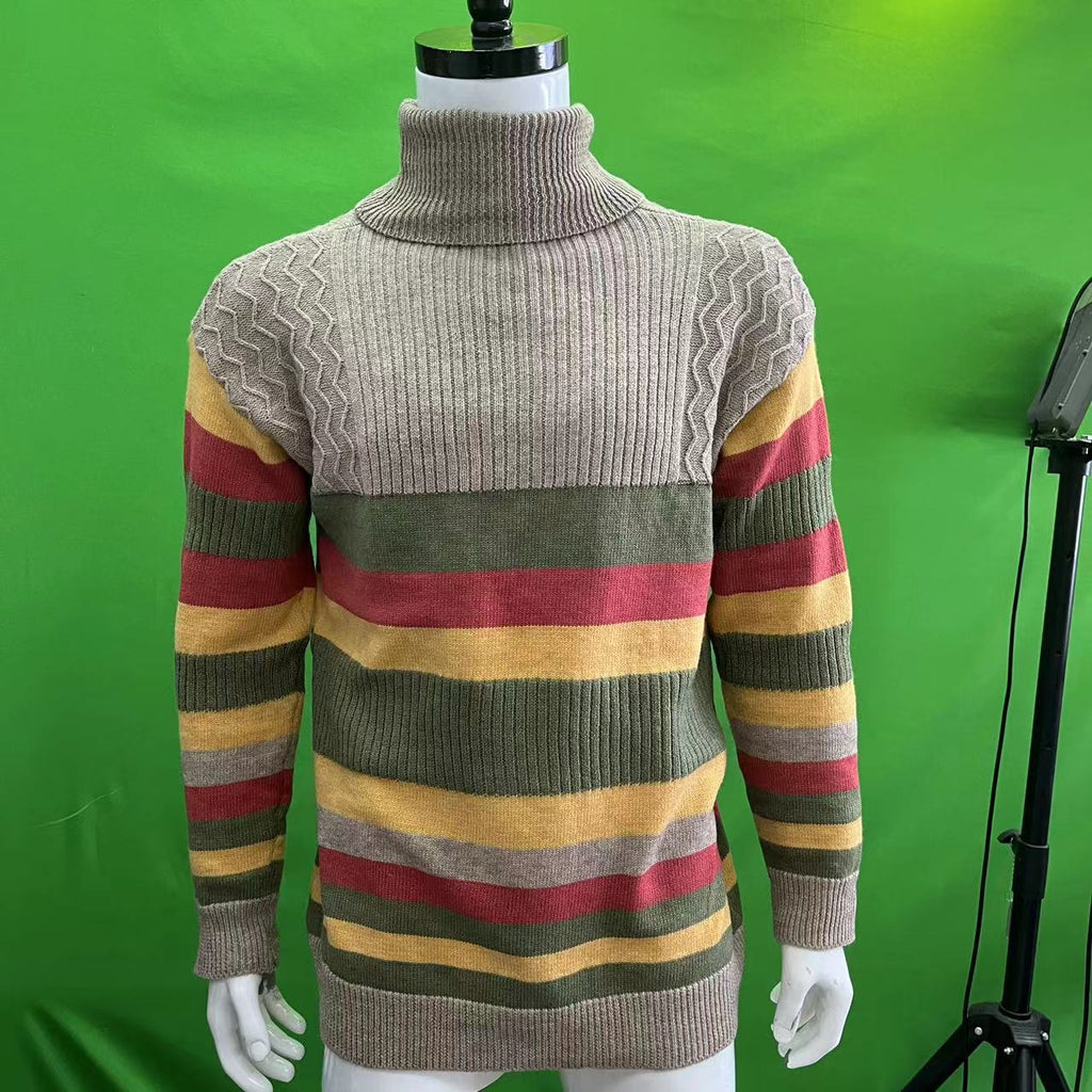 best European And American Turtleneck Sweater Autumn And Winter Lapel Color Matching Knitted 0 shop online at M2K Trends for