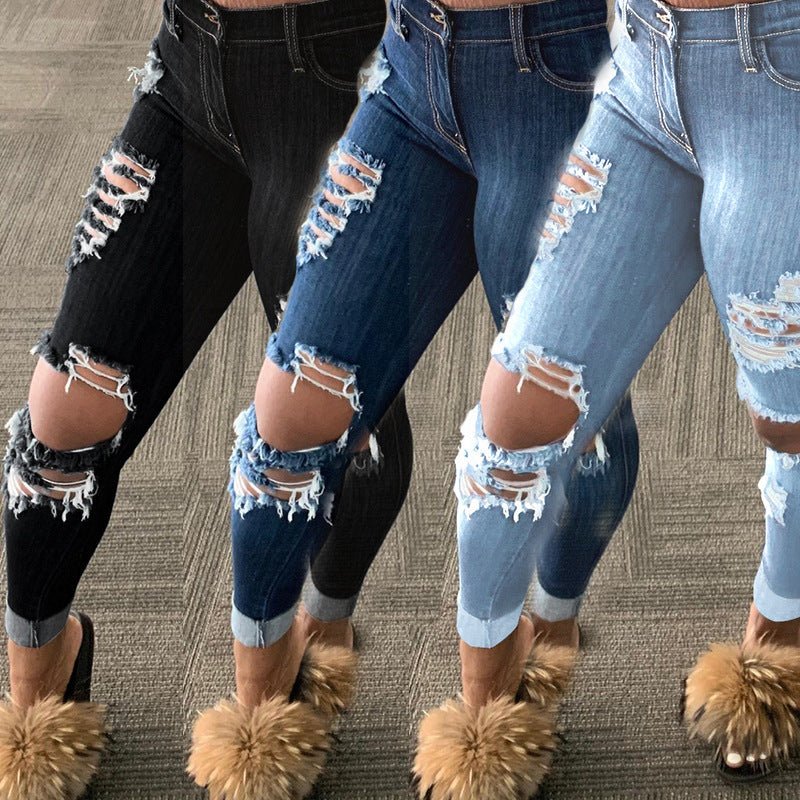 best Explosion style ripped denim women trousers Pants shop online at M2K Trends for