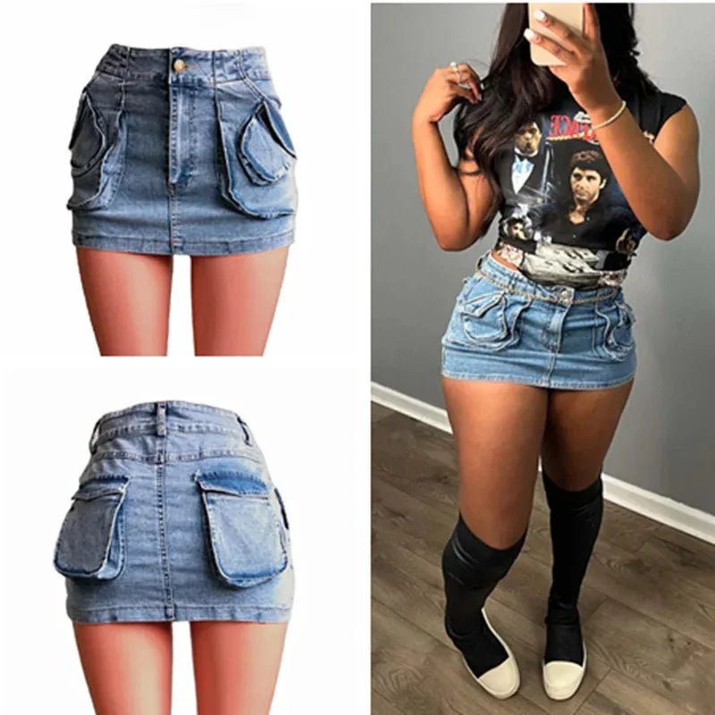 best FAGADOER Y2k Denim Shorts Women Pleated Skirt Shorts Summer Stretchy Casual Shorts Retro 90s Fashion Streetwear Short Pants shop online at M2K Trends for