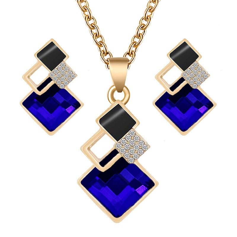 best Fashion Crystal Pendants Necklace Earrings Sets for Women Jewelry Set Bridal Wedding Earring Necklace Set Accessories shop online at M2K Trends for
