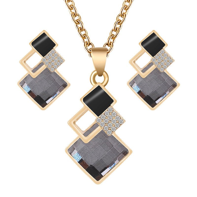 best Fashion Crystal Pendants Necklace Earrings Sets for Women Jewelry Set Bridal Wedding Earring Necklace Set Accessories shop online at M2K Trends for