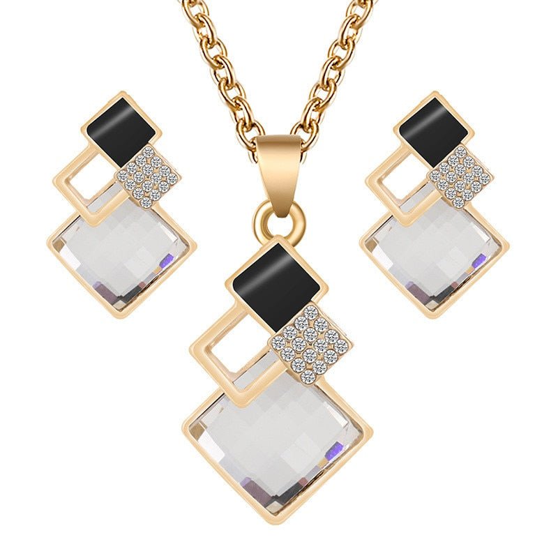 best Fashion Crystal Pendants Necklace Earrings Sets for Women Jewelry Set Bridal Wedding Earring Necklace Set Accessories shop online at M2K Trends for