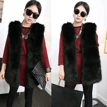 best Fashion Faux Fur Winter Sleeveless Slim Vest Jackets Coat Women Ladies Outerwear Warm Short Furry Teddy Bear Waistcoat Warmmer shop online at M2K Trends for