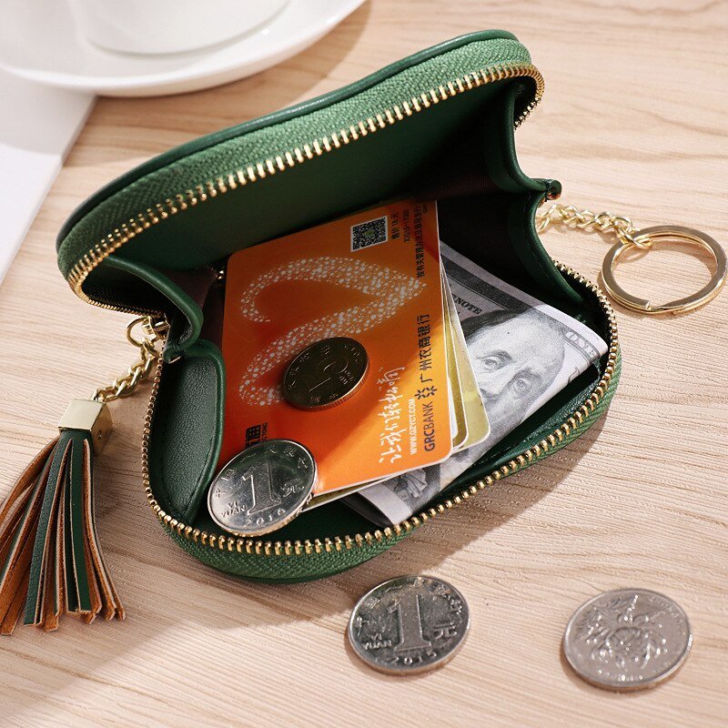 best Fashion Heart Shape Women&#39;s Wallets PU Leather Tassels Zipper Mini Clutch Key Ring Coin Money Bag Girls Cute Small Purse 0 shop online at M2K Trends for