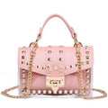 best Fashion Messenger Bag Chain Female Rivets Transparent Square Pvc Handbag Clear Jelly Bag Shoulder Bag shop online at M2K Trends for