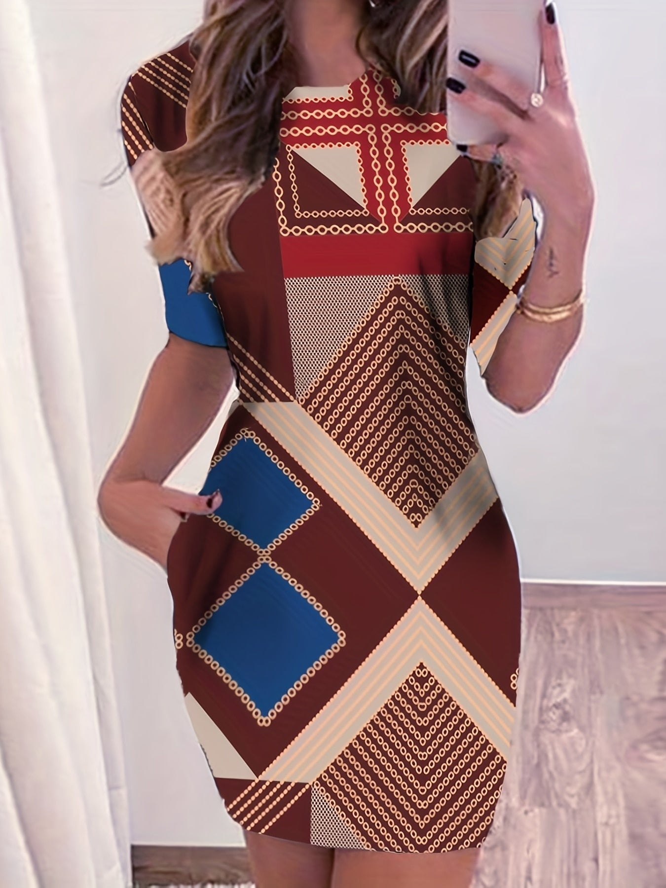 best Fashion new casual ladies dress print pattern short-sleeved slim round neck dress ladies spring and autumn short dress Printed dress shop online at M2K Trends for #Fashion #CasualDress #PrintPattern #ShortSleeve #SlimFit #RoundNeck #SpringFashion #AutumnFashion #GTAFashion #TorontoFashion #CanadianFashion #NaturalWaistline #SexyStyle #OnlineShopping