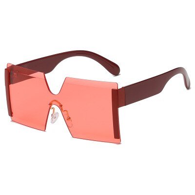 best Fashion Oversized Square Rimless Sunglasses Women Brand Designer Flat Top Big Sun Glasses Female One Piece Travel Gafa de sol 0 shop online at M2K Trends for