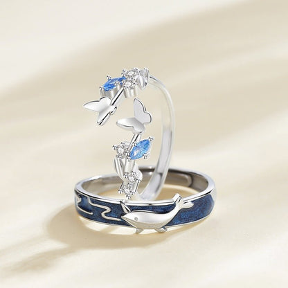 best Fashion Whale Butterfly Couple Ring Girl Accessories shop online at M2K Trends for