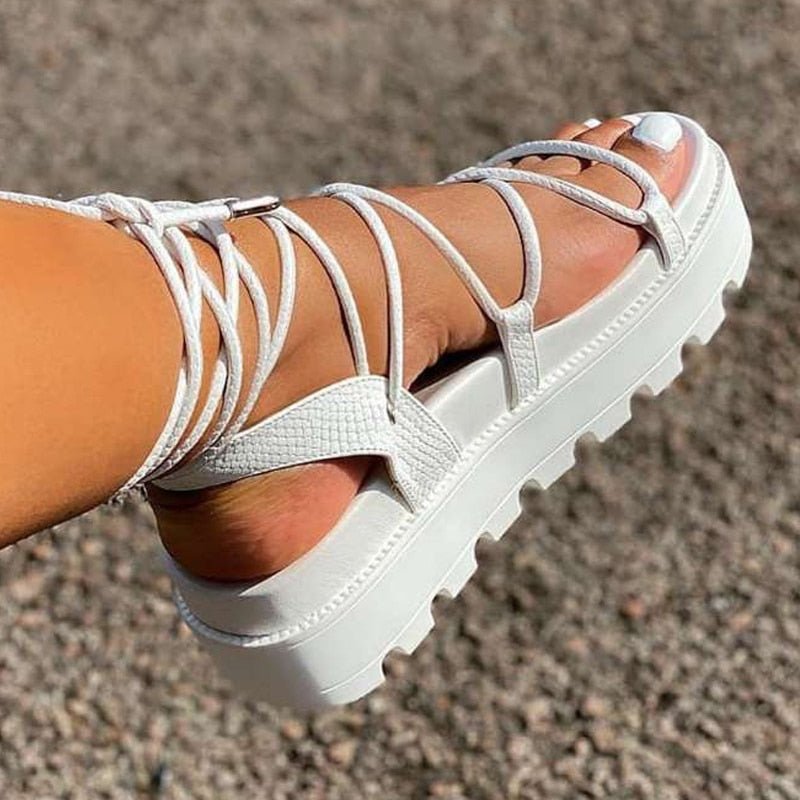 best Fashion Woman Gladiator Sandals Ladies Wedge Shoes Female Lace Up Platform Women Cross Straps Boots Thick Bottom 0 shop online at M2K Trends for