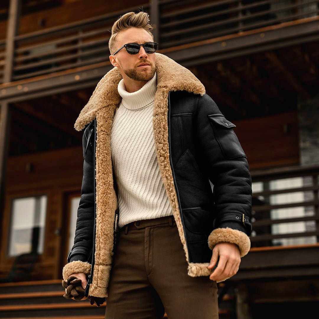 best Fashionable Leather Jackets for Winter – Comfortable, Stylish, and Versatile Men's Shearling Coat Winter Jacket shop online at M2K Trends for Chaqueta de invierno con abrigo de piel de oveja para hombre