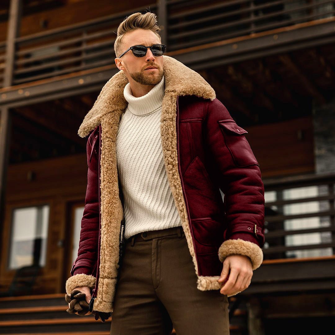 best Fashionable Leather Jackets for Winter – Comfortable, Stylish, and Versatile Men's Shearling Coat Winter Jacket shop online at M2K Trends for Chaqueta de invierno con abrigo de piel de oveja para hombre