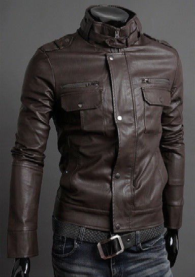 best Fashionable Men's Stand Collar Motorcycle Leather Jacket 0 shop online at M2K Trends for