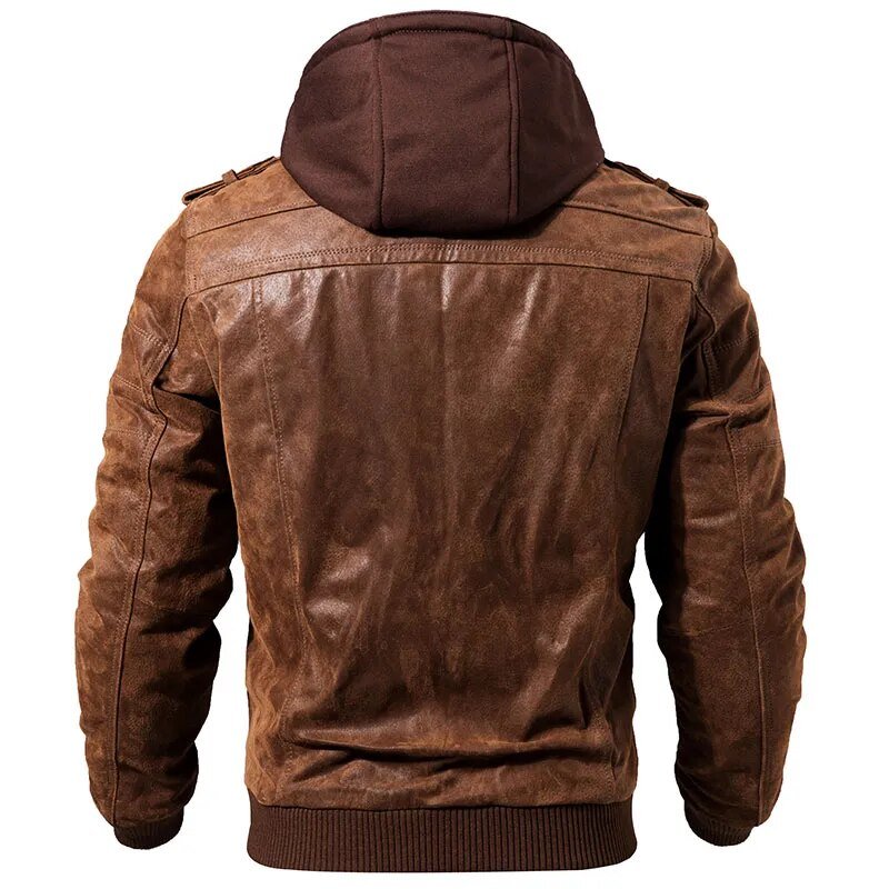 best FLAVOR Men's Real Leather Jacket Men Motorcycle Removable Hood winter coat Men Warm Genuine Leather Jackets winter jacket shop online at M2K Trends for