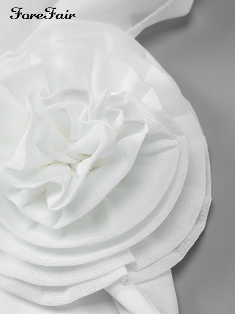 best Forefair Strapless Tube Sexy Dress Midi Floral Summer 2023 Off Shoulder Split Club Women Dress Party White Black Outfits Y2k 0 shop online at M2K Trends for