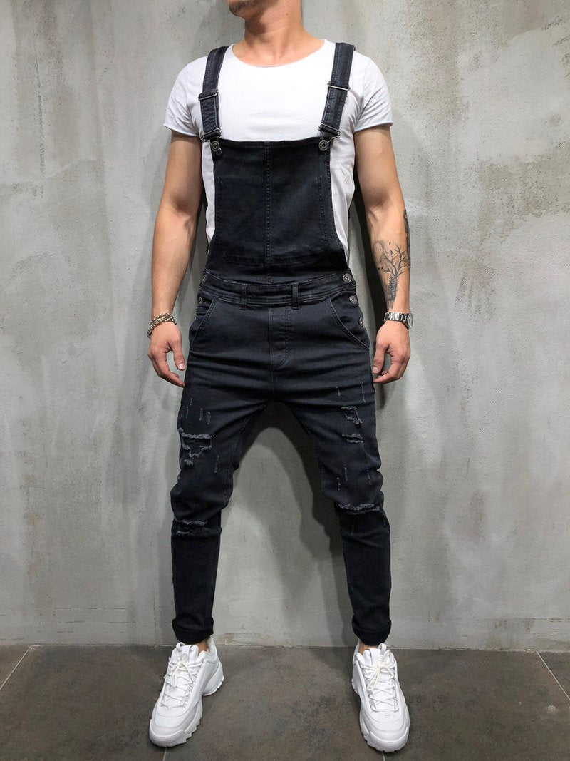 best Foreign Trade Men's Jeans New Style Men's Denim Suspenders Ripped Suspenders Large Size New Suspenders men pants shop online at M2K Trends for men pants