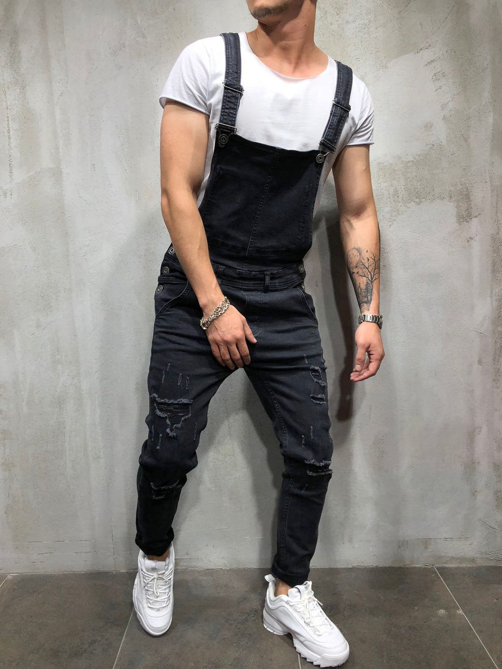 best Foreign Trade Men's Jeans New Style Men's Denim Suspenders Ripped Suspenders Large Size New Suspenders men pants shop online at M2K Trends for men pants