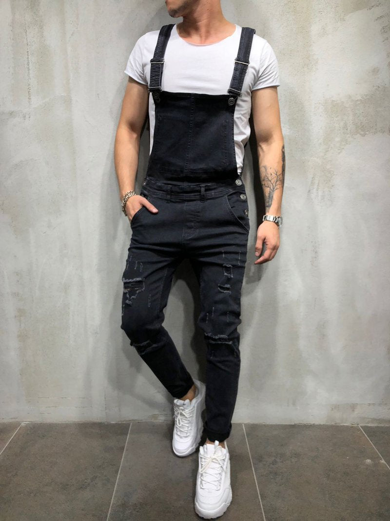 best Foreign Trade Men's Jeans New Style Men's Denim Suspenders Ripped Suspenders Large Size New Suspenders men pants shop online at M2K Trends for men pants