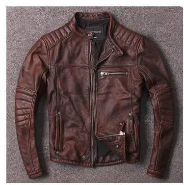 best Free shipping.Vintage style mens cowhide clothes,quality biker leather Jacket,fashion black genuine Leather coat.homme slim, shop online at M2K Trends for