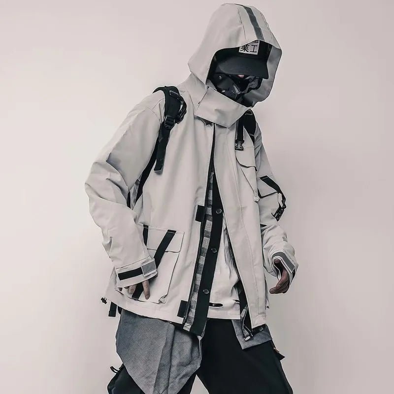 best Functional Retro Hooded Overalls Jacket Men's Spring Autumn Loose Oversize Couple Cargo Jacket Japanese Windbreaker Techwear shop online at M2K Trends for