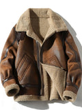 best Fur Men's Autumn Winter Thickening High-end Brand Leather Jacket / Plus Velvet Thickening Fashion Large Size Khaki Man PU Jacket shop online at M2K Trends for Jackets & Coats