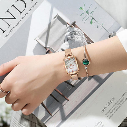 best Gaiety Brand Women Watches Fashion Square Ladies Quartz Watch Bracelet Set Green Dial Simple Rose Gold Mesh Luxury Women Watches Ladies watch shop online at M2K Trends for Watch