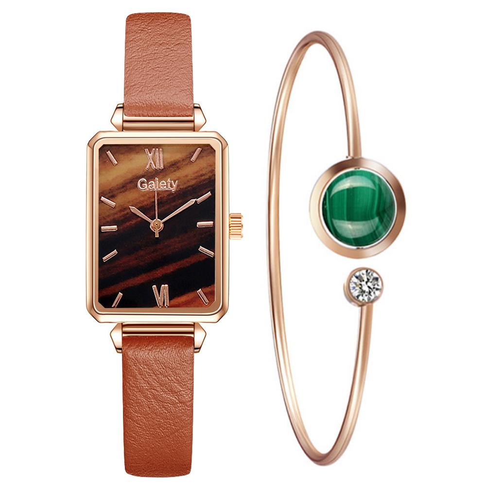 best Gaiety Brand Women Watches Fashion Square Ladies Quartz Watch Bracelet Set Green Dial Simple Rose Gold Mesh Luxury Women Watches Ladies watch shop online at M2K Trends for Watch