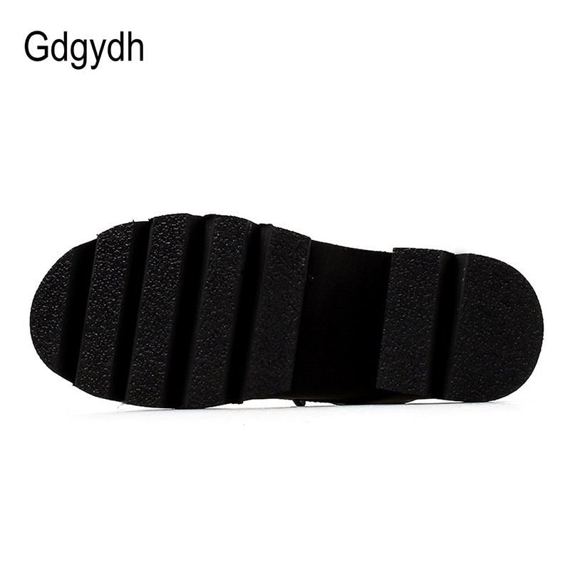 best Gdgydh Wholesale Autumn Ankle Boots For Women Motorcycle Boots Chunky Heels Casual Lacing Round Toe Platform Boots Shoes Female 0 shop online at M2K Trends for