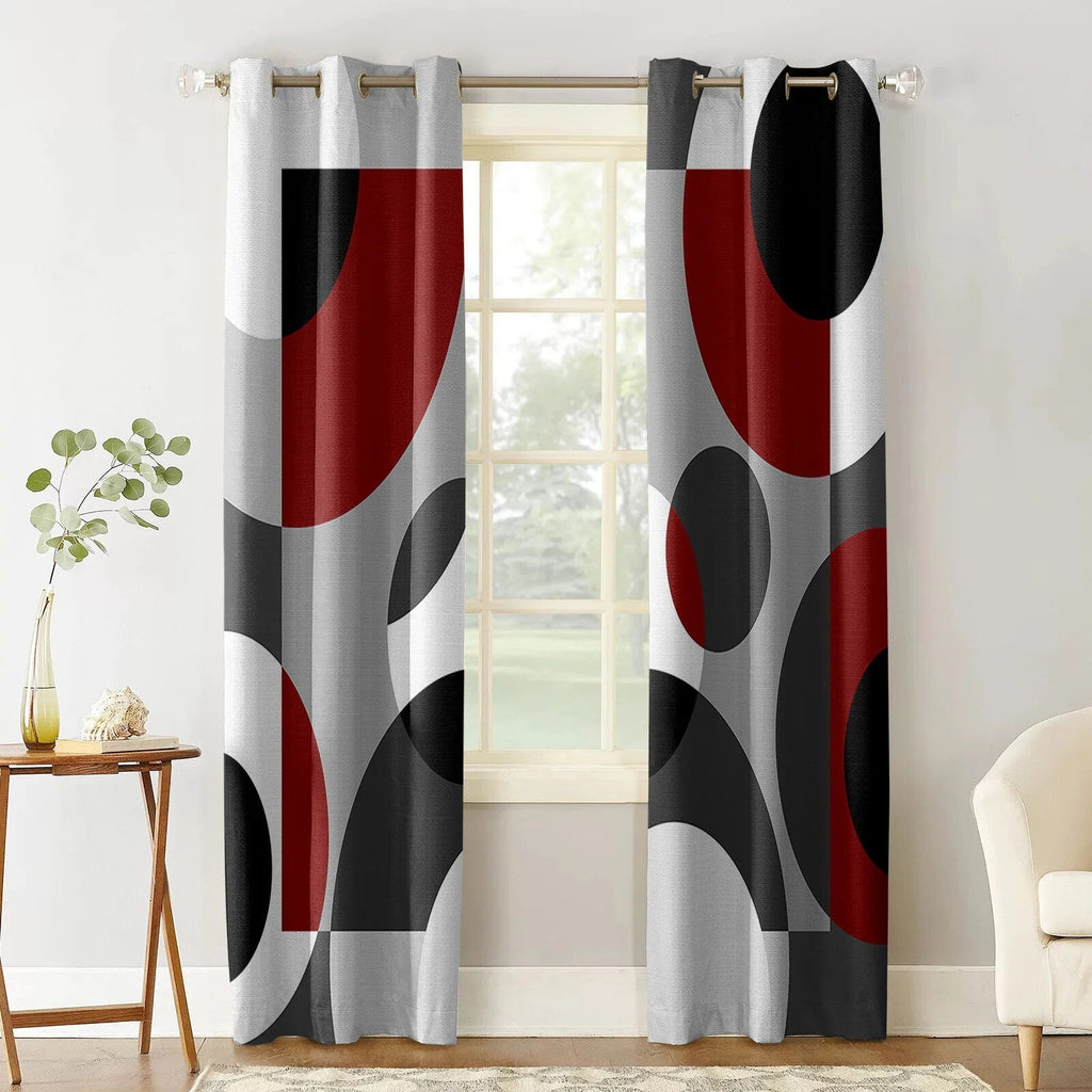 best Geometric Figures Dark Red Grey Curtains for Living Room Kids Bedroom Window Curtain Balcony Hall Custom Drape Long Cortinas shop online at M2K Trends for
