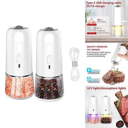 best Gravity Pepper Mills Electric Salt And Pepper Grinder Adjustable Coarseness With LED Light Kitchen Gadgets Accessories shop online at M2K Trends for