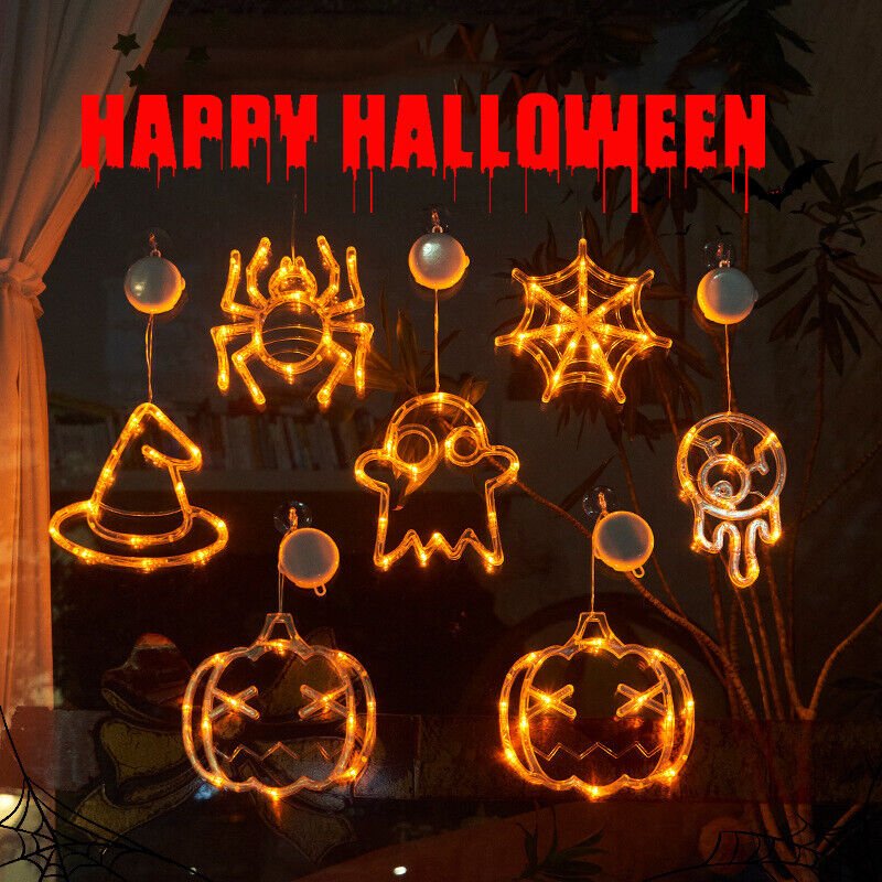 best Halloween Window Hanging LED Lights Spider Pumpkin Hanging Ghost Horror Atmosphere Lights Holiday Party Decorative Lights Home Decor 0 shop online at M2K Trends for