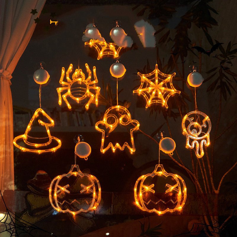 best Halloween Window Hanging LED Lights Spider Pumpkin Hanging Ghost Horror Atmosphere Lights Holiday Party Decorative Lights Home Decor 0 shop online at M2K Trends for
