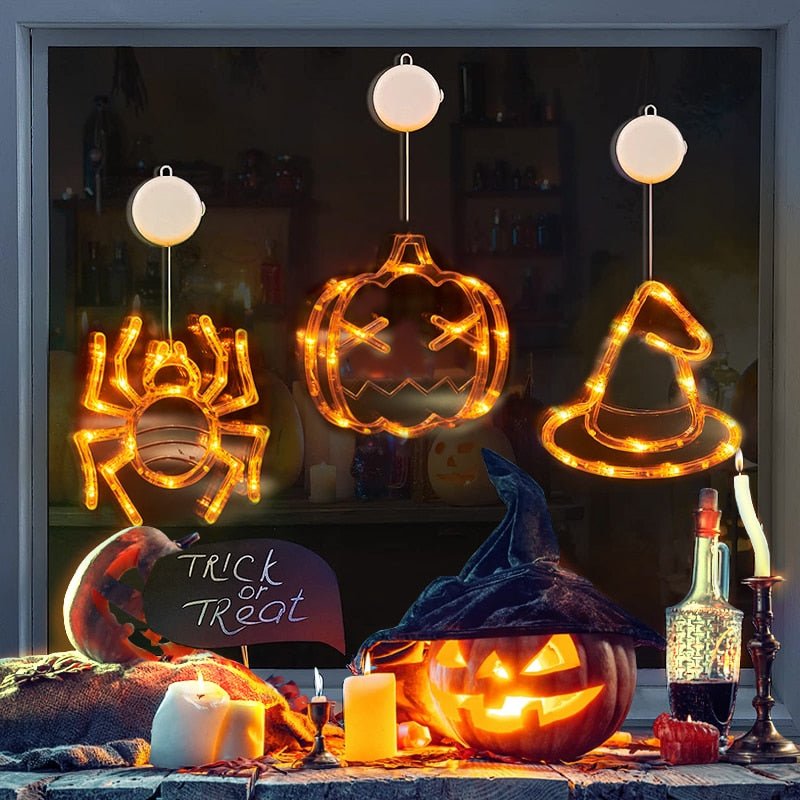 best Halloween Window Hanging LED Lights Spider Pumpkin Hanging Ghost Horror Atmosphere Lights Holiday Party Decorative Lights Home Decor 0 shop online at M2K Trends for