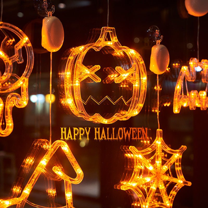 best Halloween Window Hanging LED Lights Spider Pumpkin Hanging Ghost Horror Atmosphere Lights Holiday Party Decorative Lights Home Decor 0 shop online at M2K Trends for