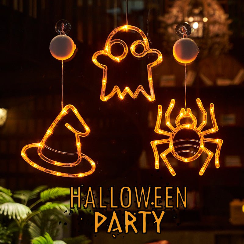 best Halloween Window Hanging LED Lights Spider Pumpkin Hanging Ghost Horror Atmosphere Lights Holiday Party Decorative Lights Home Decor 0 shop online at M2K Trends for