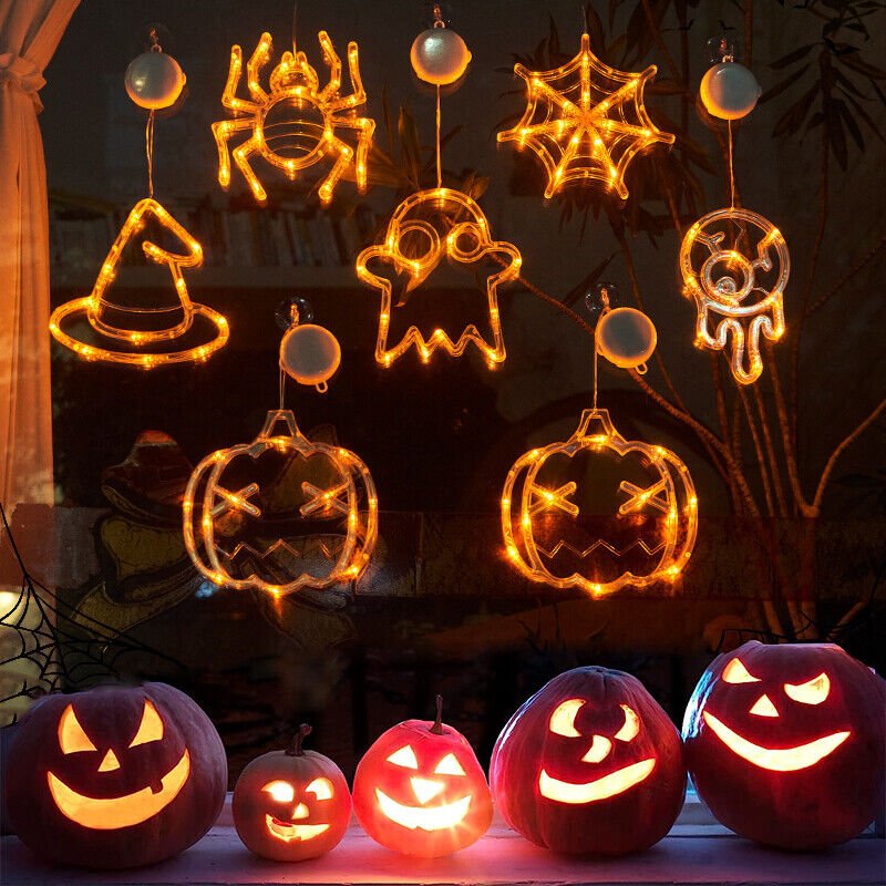 best Halloween Window Hanging LED Lights Spider Pumpkin Hanging Ghost Horror Atmosphere Lights Holiday Party Decorative Lights Home Decor 0 shop online at M2K Trends for