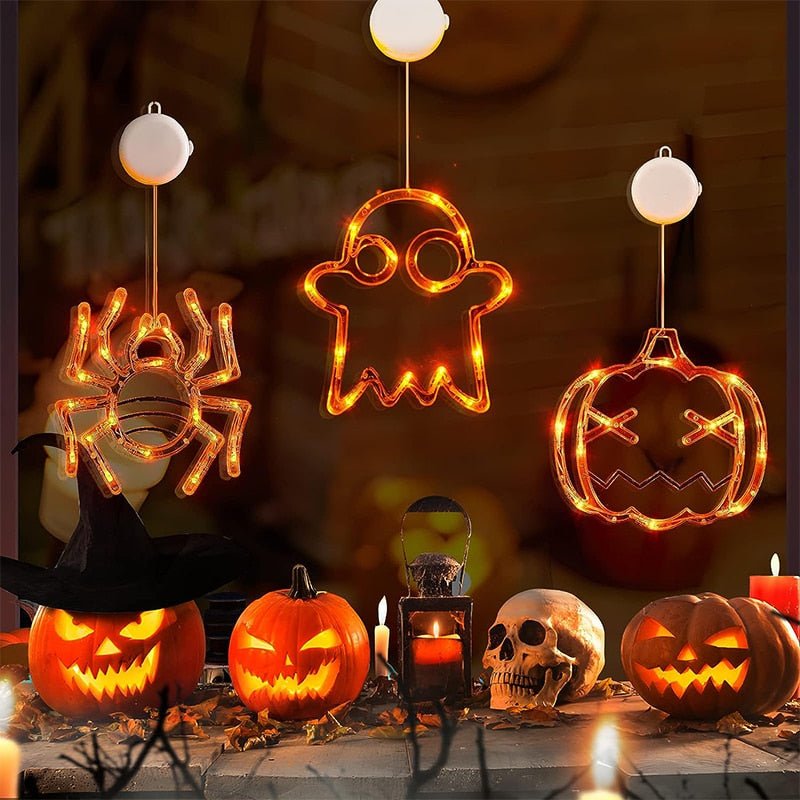 best Halloween Window Hanging LED Lights Spider Pumpkin Hanging Ghost Horror Atmosphere Lights Holiday Party Decorative Lights Home Decor 0 shop online at M2K Trends for