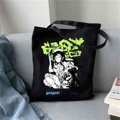 best Harajuku Anime Graphic Ladies Shopping Bag Handbags Kawaii Cloth Canvas Tote Bags Women Y2k Reusable Shoulder Shopper Bags сумка shop online at M2K Trends for