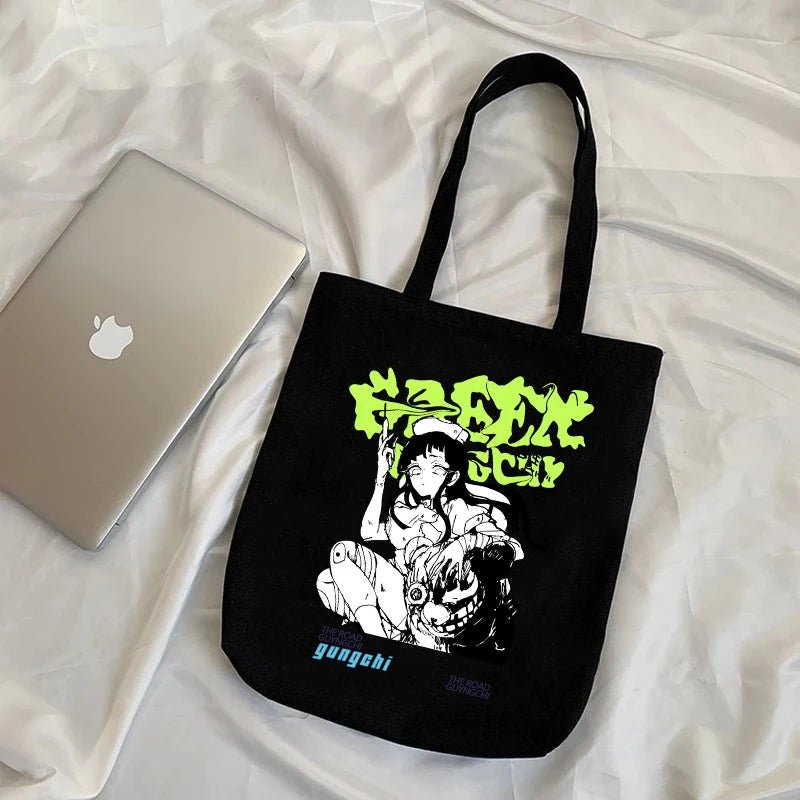 best Harajuku Anime Graphic Ladies Shopping Bag Handbags Kawaii Cloth Canvas Tote Bags Women Y2k Reusable Shoulder Shopper Bags сумка shop online at M2K Trends for