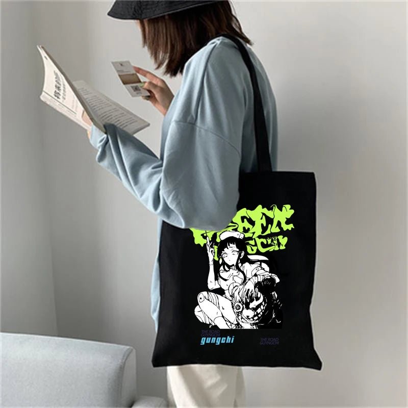 best Harajuku Anime Graphic Ladies Shopping Bag Handbags Kawaii Cloth Canvas Tote Bags Women Y2k Reusable Shoulder Shopper Bags сумка shop online at M2K Trends for