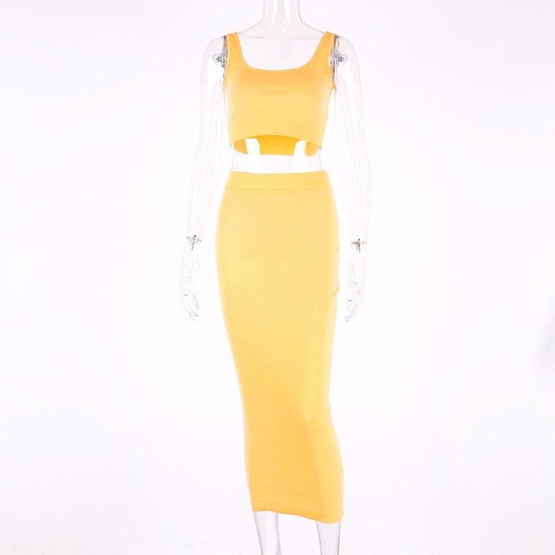 best HAWTHAW women summer clothes soild color casual crop tank tops long pencil skirt fitness skinny outfit suit two piece 2pc sets 0 shop online at M2K Trends for