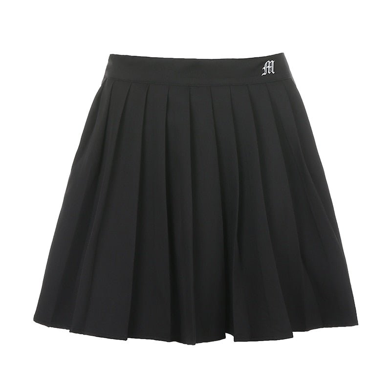 best Casual White Mini Pleated Skirts Shorts Letter Print High Waisted Short Skirt skirt shop online at M2K Trends for