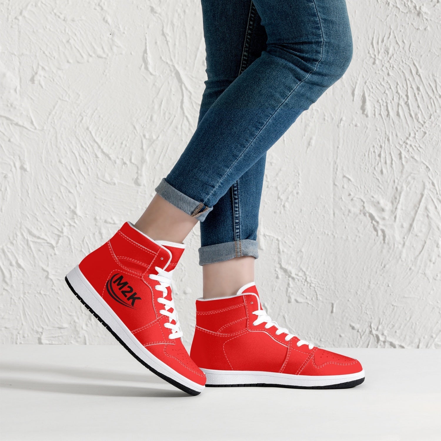 best High-Top Leather Sneakers/shoes Red ( black or white bottom) Bestsellers shop online at M2K Trends for fashion