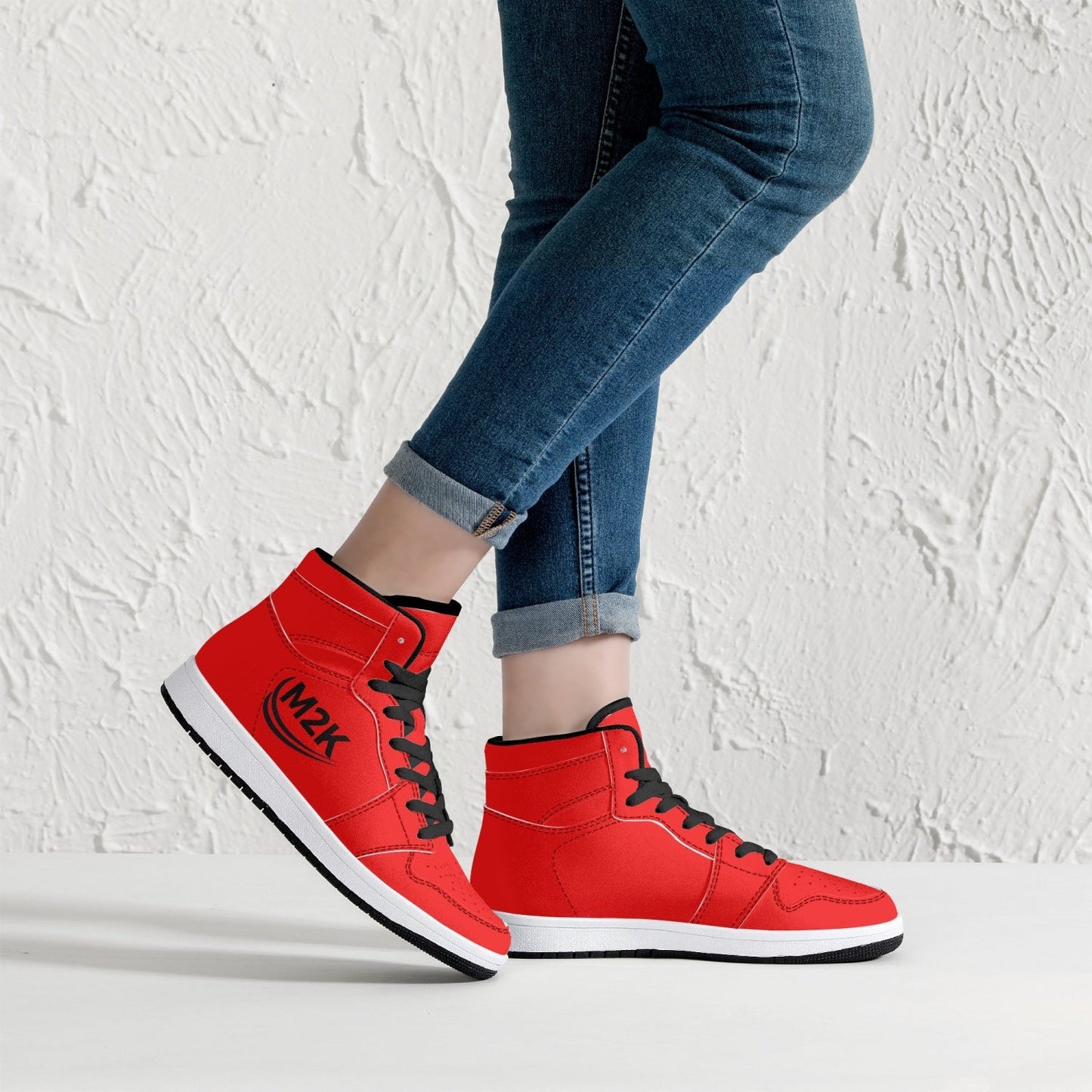 best High-Top Leather Sneakers/shoes Red ( black or white bottom) Bestsellers shop online at M2K Trends for fashion