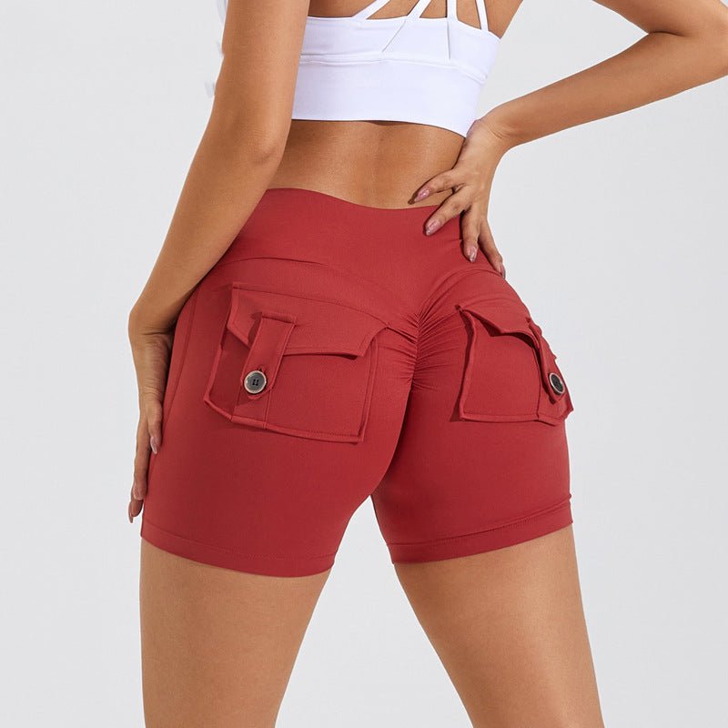 best High Waist Hip Lifting Shorts With Pockets Quick Dry Yoga Fitness Sports Pants Summer Women Clothes 4 shop online at M2K Trends for