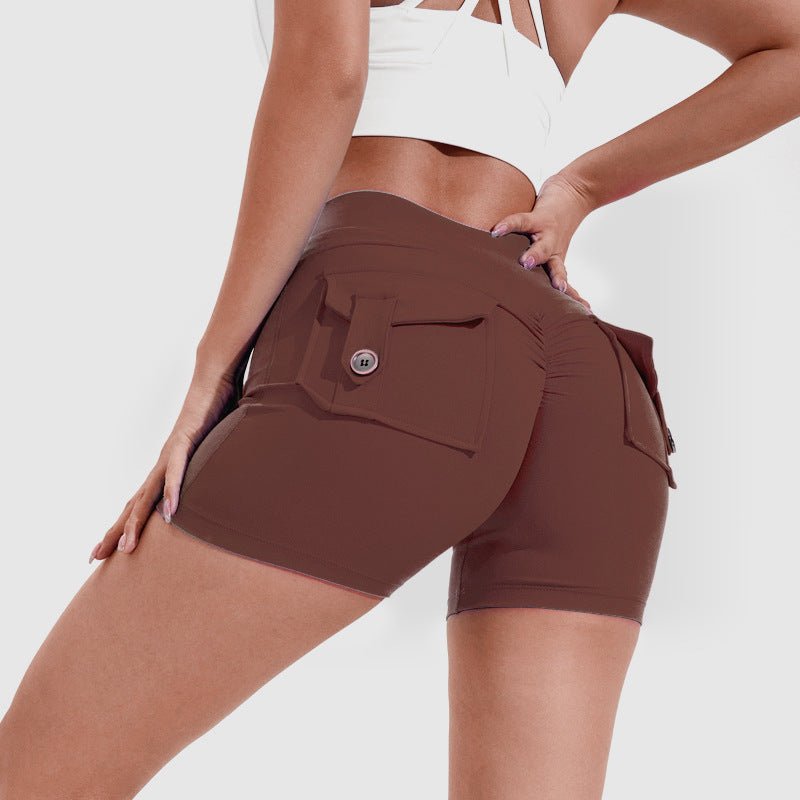 best High Waist Hip Lifting Shorts With Pockets Quick Dry Yoga Fitness Sports Pants Summer Women Clothes 4 shop online at M2K Trends for
