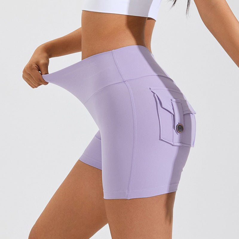 best High Waist Hip Lifting Shorts With Pockets Quick Dry Yoga Fitness Sports Pants Summer Women Clothes 4 shop online at M2K Trends for