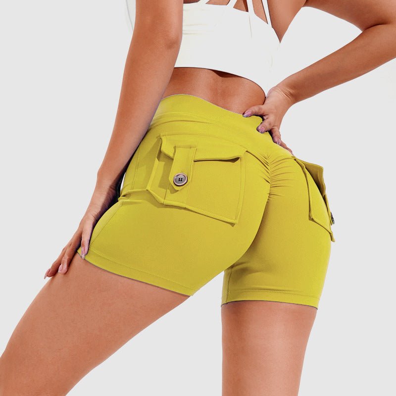 best High Waist Hip Lifting Shorts With Pockets Quick Dry Yoga Fitness Sports Pants Summer Women Clothes 4 shop online at M2K Trends for