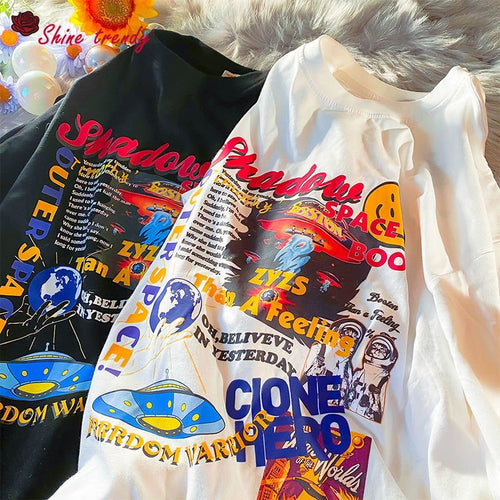 best Hip Hop Streetwear Tops Alien Graphic Print Short Sleeve Oversized T Shirt Women Summer Fashion Goth Clothes Casual Tee Tops 0 shop online at M2K Trends for