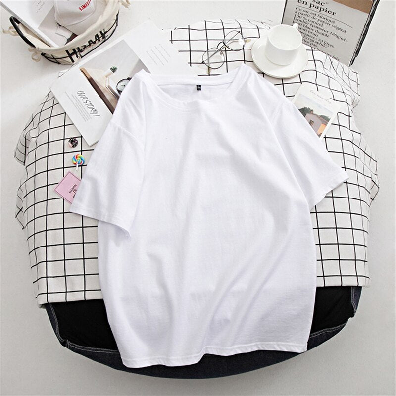 best Hirsionsan Basic Cotton T Shirt Women Summer New Oversized Solid Tees 7 Color Casual Loose Tshirt Korean O Neck Female Tops 0 shop online at M2K Trends for