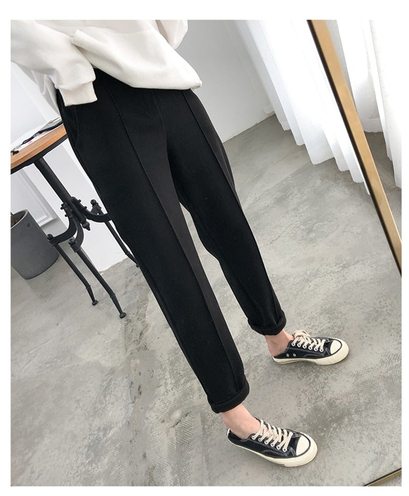 best HLBCBG Winter Thicken Women Pencil Pants Plus Size Wool Pants Female Autumn High Waist Loose Trousers Capris Good Fabric 0 shop online at M2K Trends for